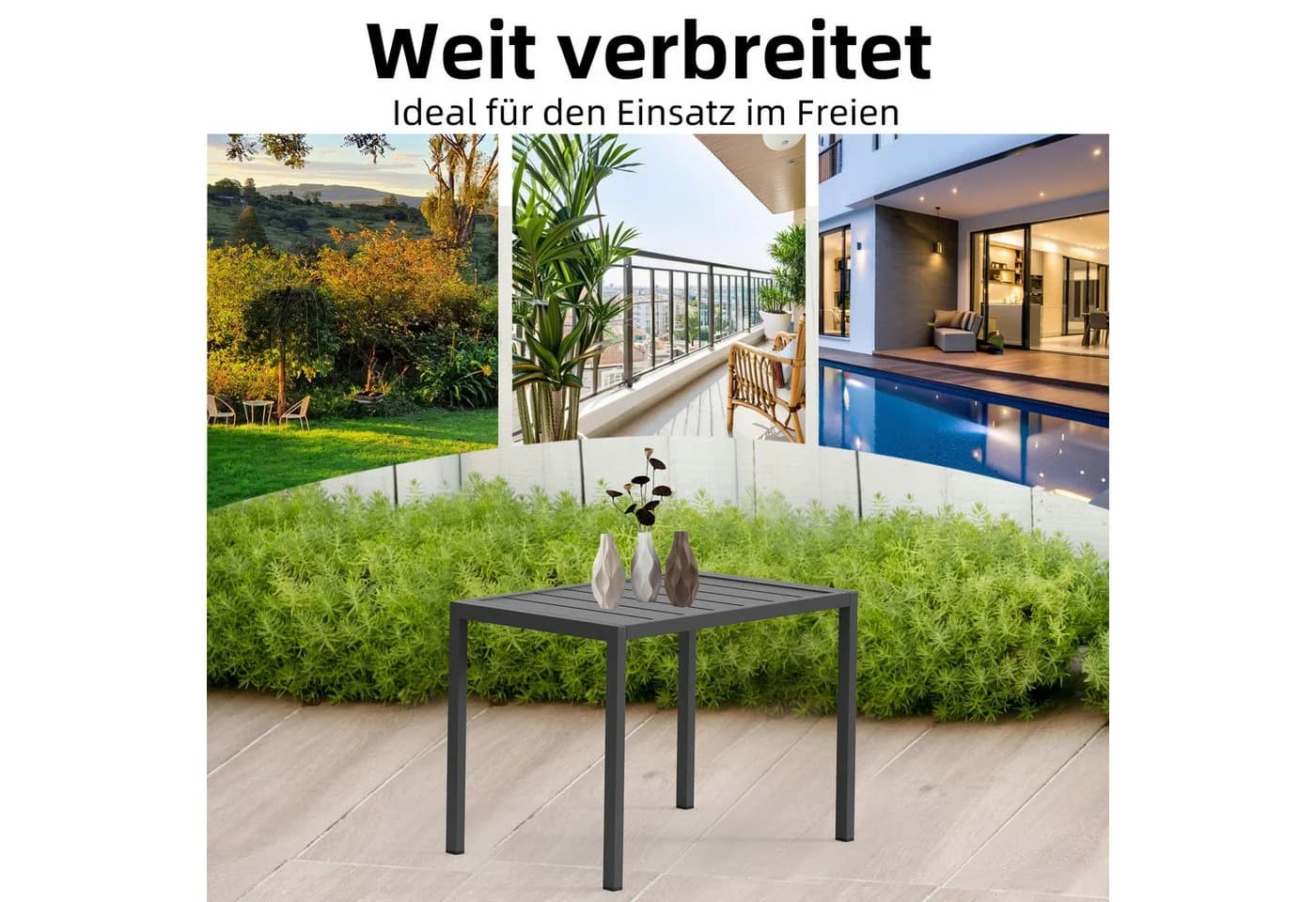 Mucola Aluminium Gartentisch Outdoor Anthrazit Wetterfest - Bild 4