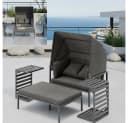 Mucola Strandkorb Relaxinsel mit Dach Gartenliege Aluminium Sonnenliege wetterfest Bild 2