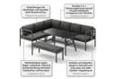 Mucola Gartenlounge-Set Aluminium Ecklounge grau/schwarz mit Kissen Bild 5