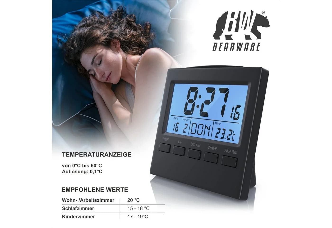 BEARWARE Digital-Funkwecker mit Temperaturanzeige und LCD-Display - Bild 4