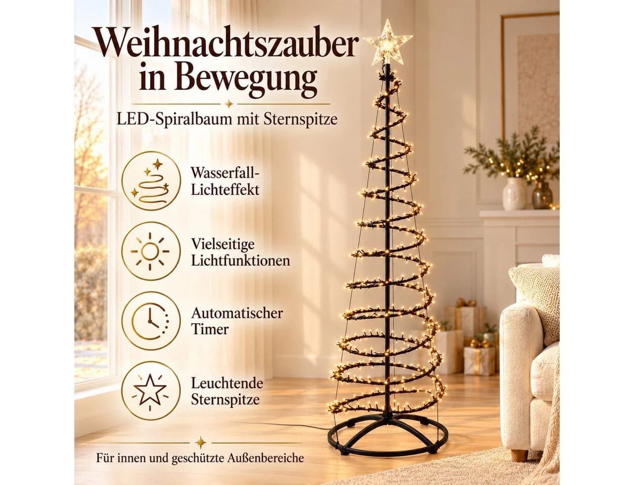 HAGO Künstlicher Weihnachtsbaum 180 cm Schwarz mit LED & Timer - Bild 3