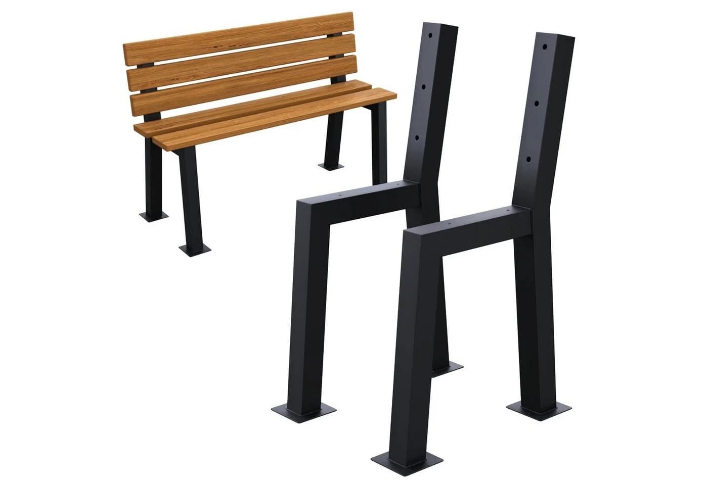 HAGO Sitzbank Bankkufen H-Form Untergestell Stahl Schwarz Set - Bild 2