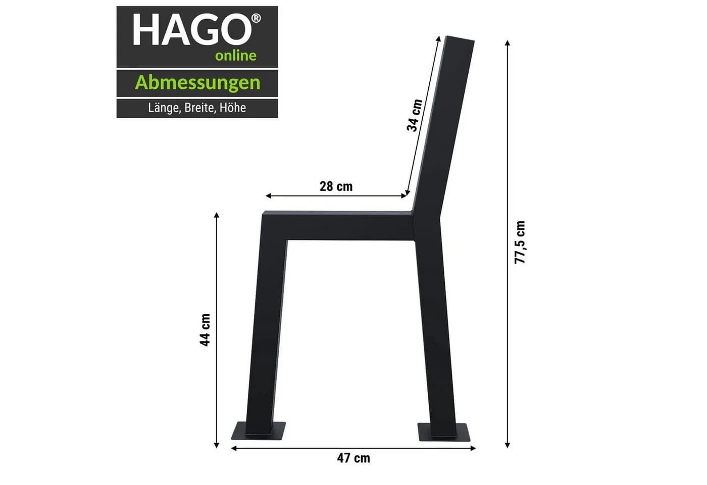 HAGO Sitzbank Bankkufen H-Form Untergestell Stahl Schwarz Set - Bild 5