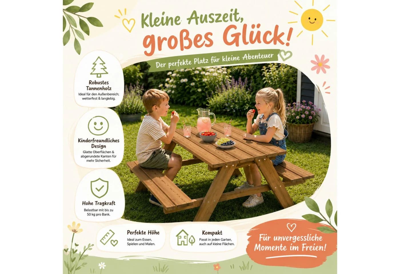 HAGO Garten-Kindersitzgruppe Tanne Holz Braun - Bild 4