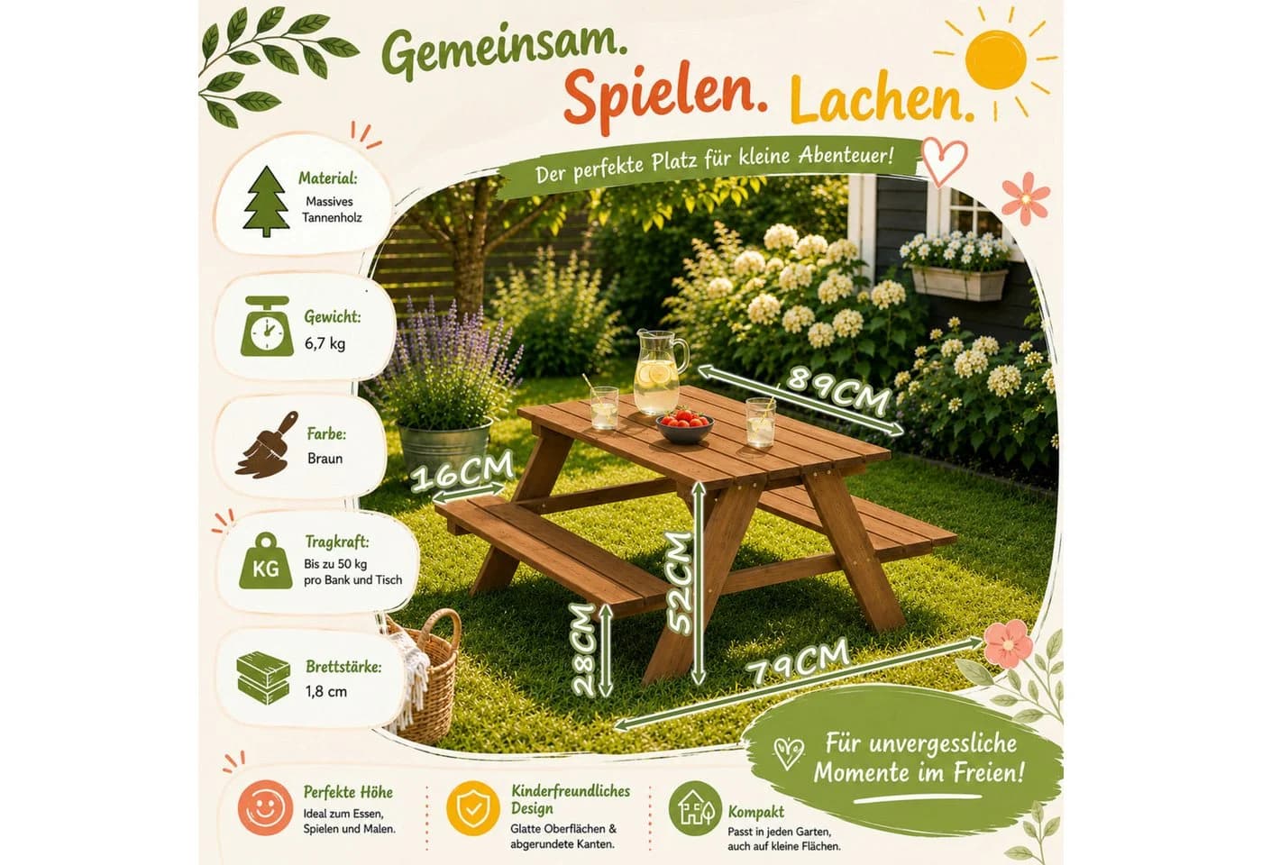 HAGO Garten-Kindersitzgruppe Tanne Holz Braun - Bild 5