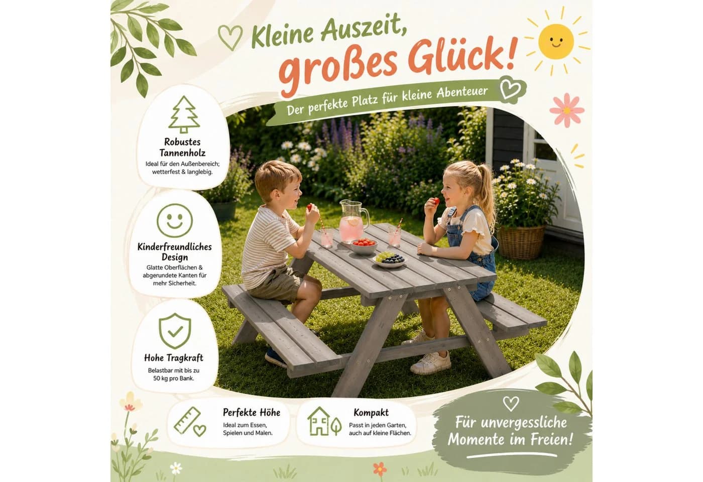 HAGO Garten-Kindersitzgruppe Tanne Holz - Bild 4