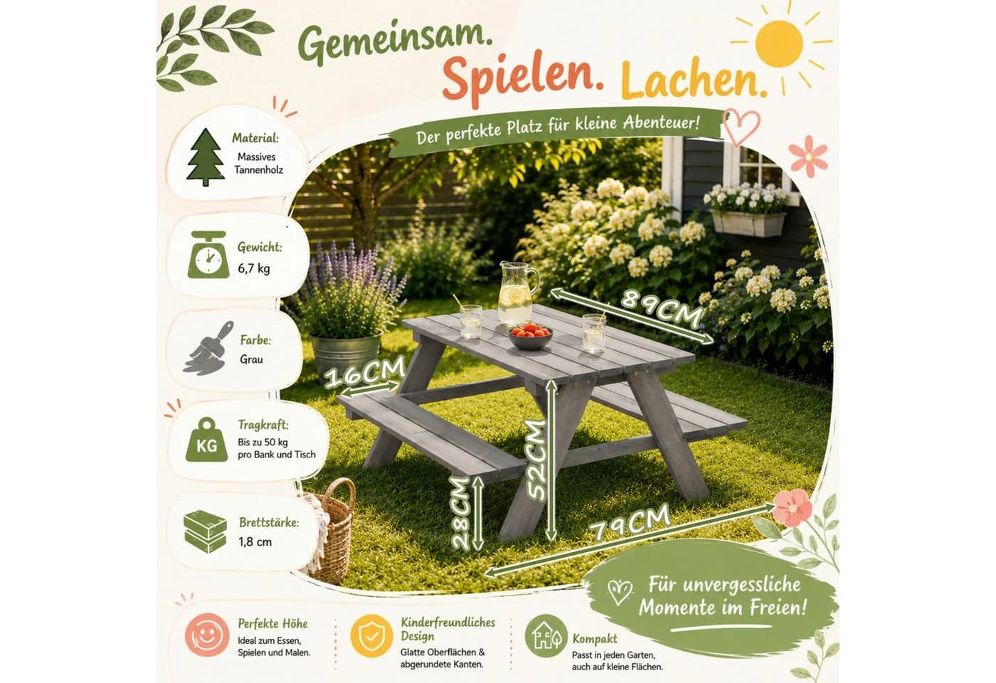 HAGO Garten-Kindersitzgruppe Tanne Holz - Bild 5