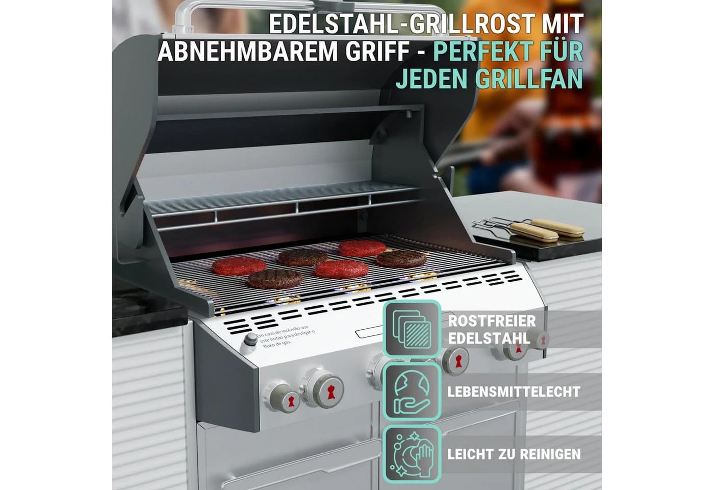 HAGO Edelstahl Grillrost Universal mit abnehmbaren Griffen