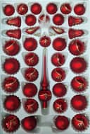 Lauschaer Glas Christbaumschmuck 39-tlg. Mundgeblasen Rot/Gold Bild 2