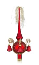 Lauschaer Glas Christbaumspitze mit Formglöckchen, mundgeblasen, handdekoriert, handbemalt Bild 2