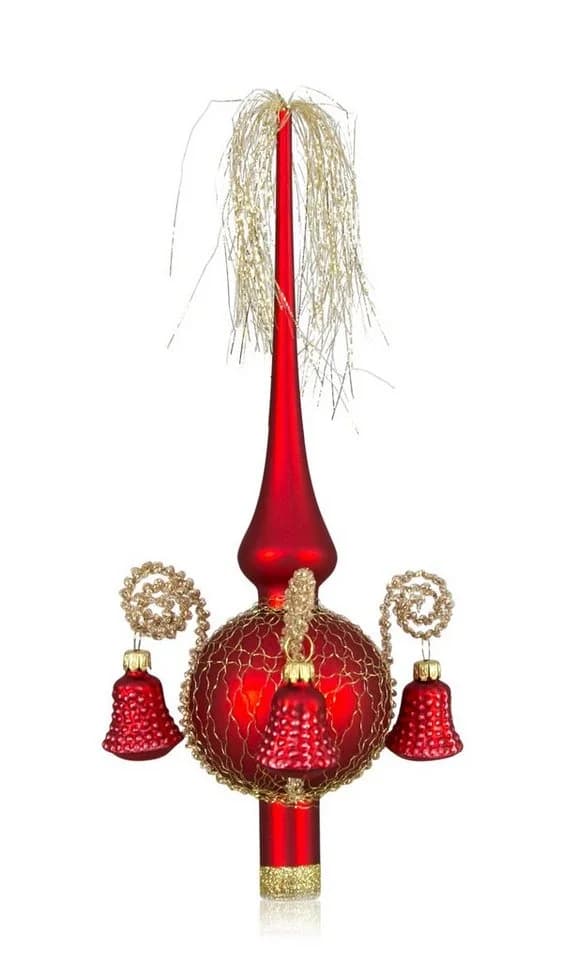 Lauschaer Glas Christbaumspitze mit Formglöckchen, mundgeblasen, handdekoriert, handbemalt - Bild 2