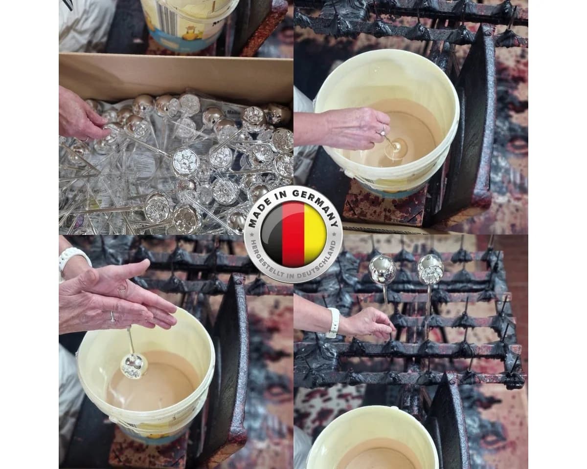 Lauschaer Glas Christbaumspitze mit Formglöckchen, mundgeblasen, handdekoriert, handbemalt - Bild 5