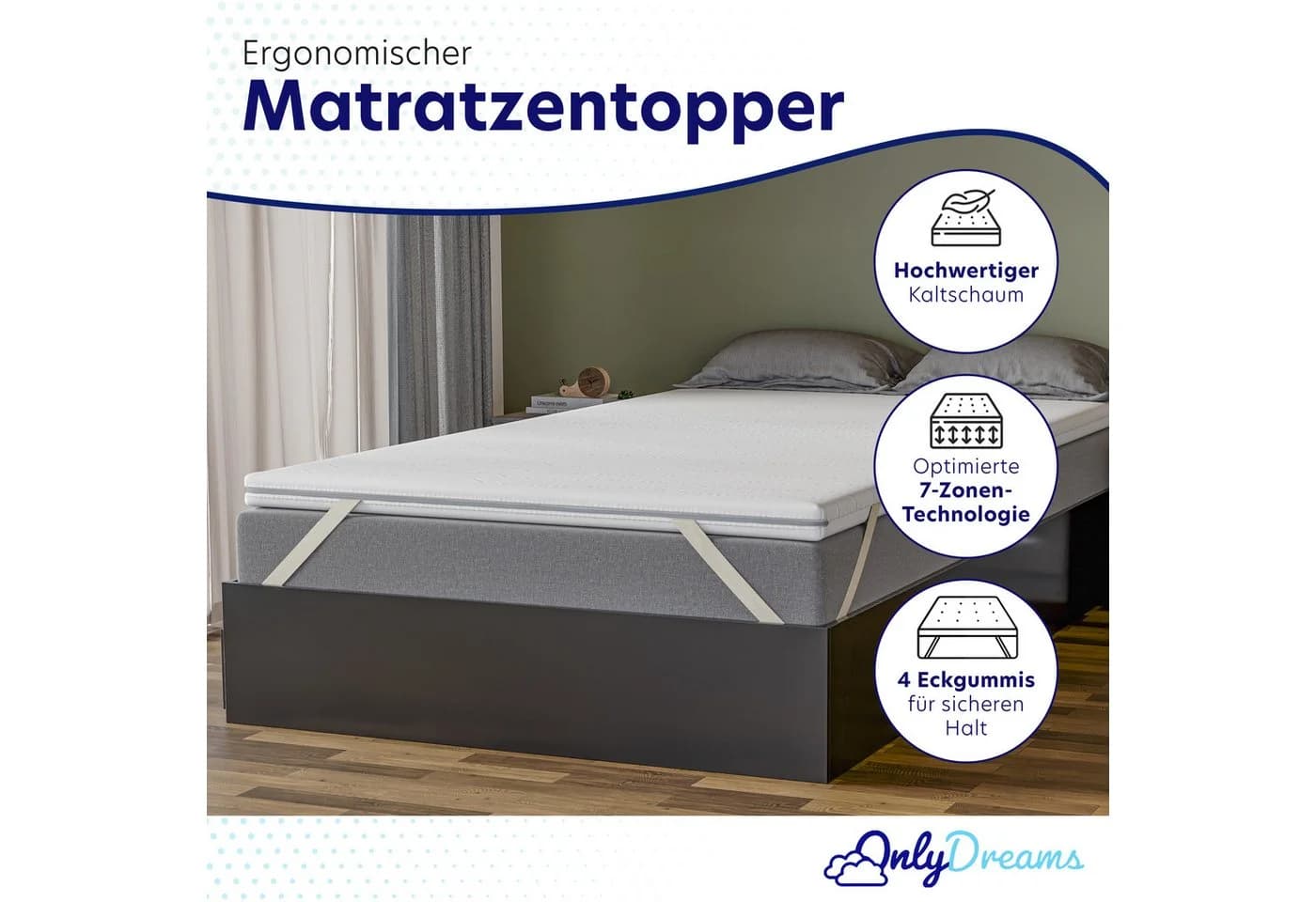 Träumegut24 Topper OnlyDreams 7-Zonen Kaltschaum Topper