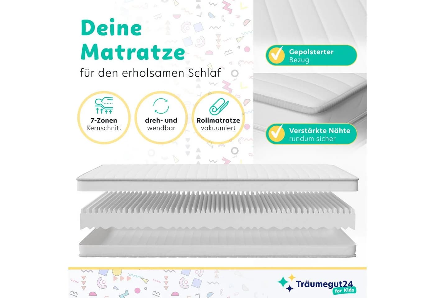 Jugendmatratze Kaltschaum H2&H3 Träumegut24 Klimafaser Wendematratze - Bild 4
