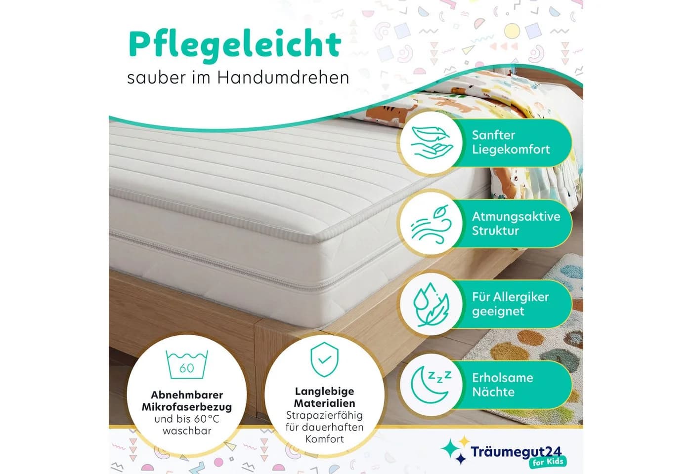 Jugendmatratze Kaltschaum H2&H3 Träumegut24 Klimafaser Wendematratze - Bild 5