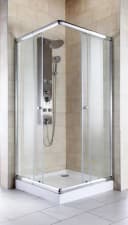 WELLTIME Eckdusche Trento Plus Grau Chrom Schiebetüren Bild 1