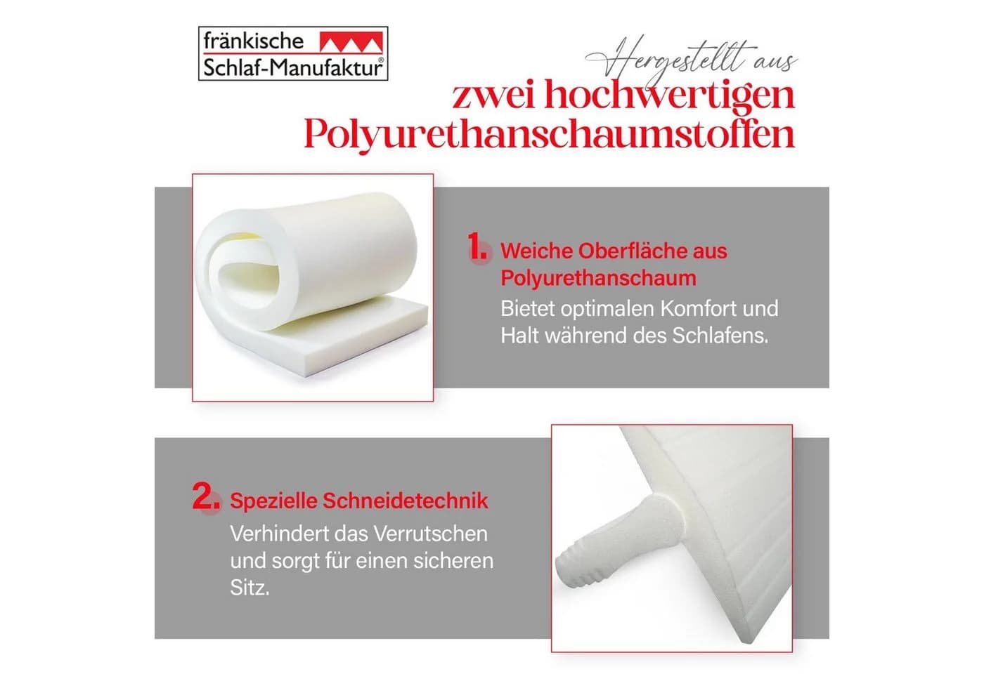 fränkische Schlaf-Manufaktur Schaumstoffeinlage Matratzen Ritzenfüller Weiß - Bild 5
