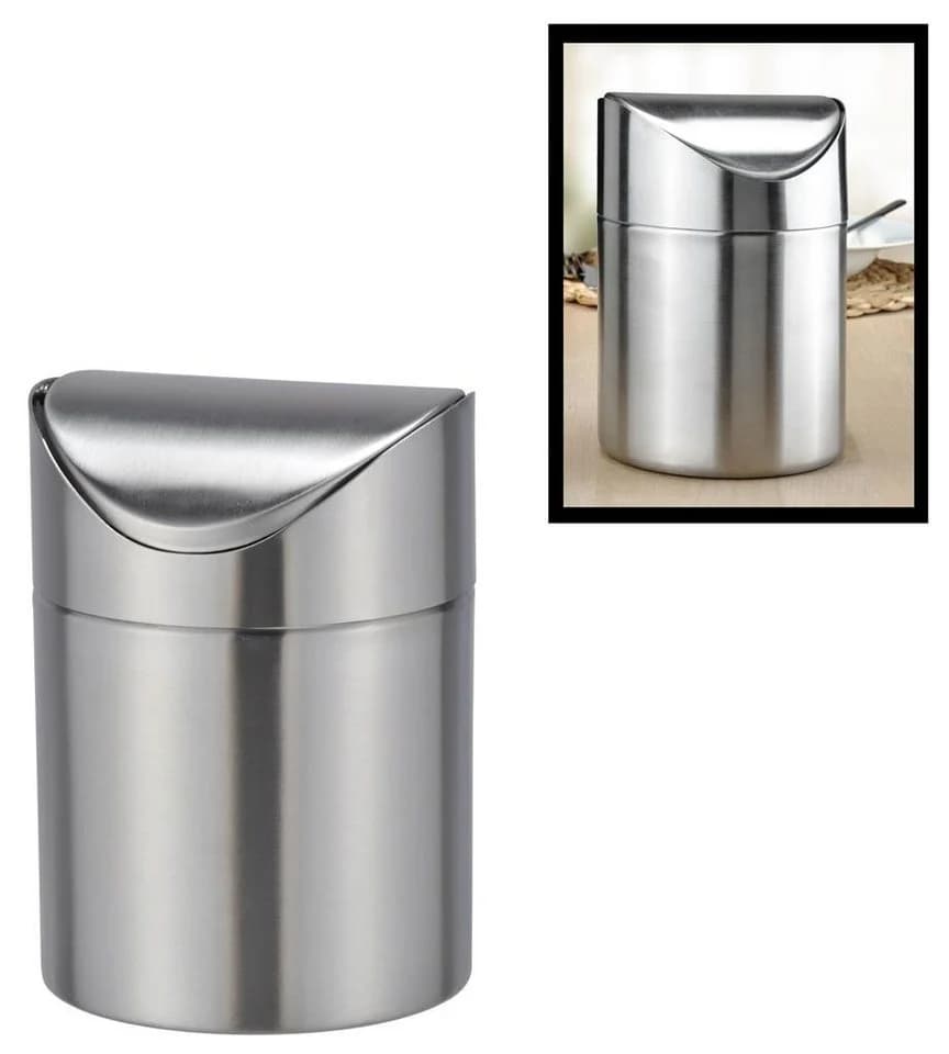 Bambelaa! Tischmülleimer Edelstahl Schwingdeckel Silber - Bild 3
