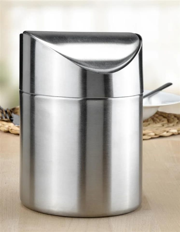 Bambelaa! Tischmülleimer Edelstahl Schwingdeckel Silber - Bild 4