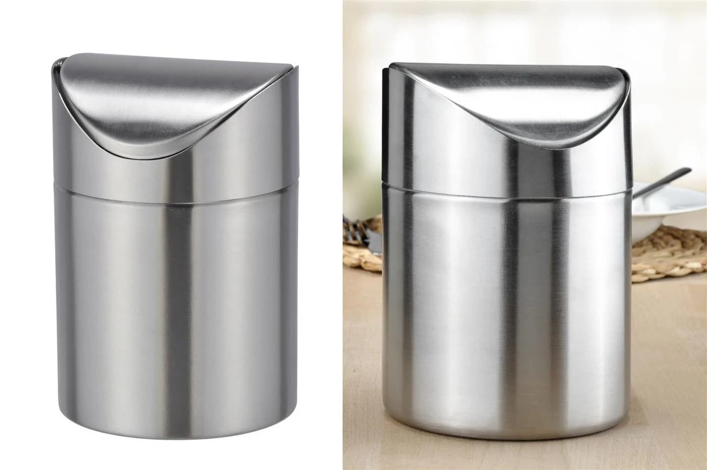 Bambelaa! Tischmülleimer Edelstahl Schwingdeckel Silber - Bild 5