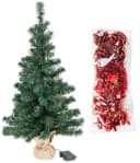 Bambelaa! Künstlicher Weihnachtsbaum 75cm Rot Mit Christbaumschmuck LED Beleuchtung Bild 3