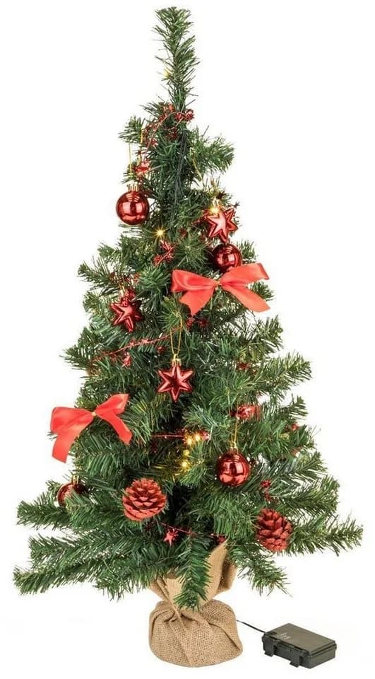 Bambelaa! Künstlicher Weihnachtsbaum 75cm Rot Mit Christbaumschmuck LED Beleuchtung - Bild 5