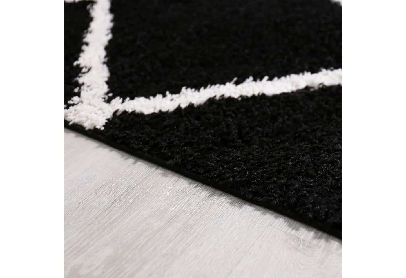 Vimoda Hochflor-Läufer Shaggy Wohnzimmer Rautenmuster Weiss - Bild 4