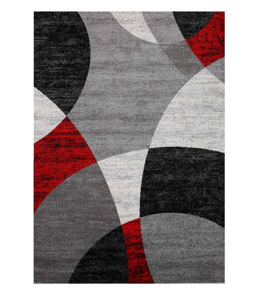 Vimoda Teppich Wohnzimmer Geometrische Kreismuster Rot & Gelb