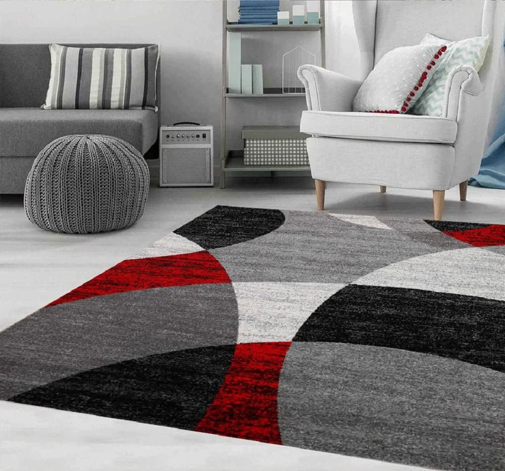 Vimoda Teppich Wohnzimmer Geometrische Kreismuster Rot & Gelb - Bild 2