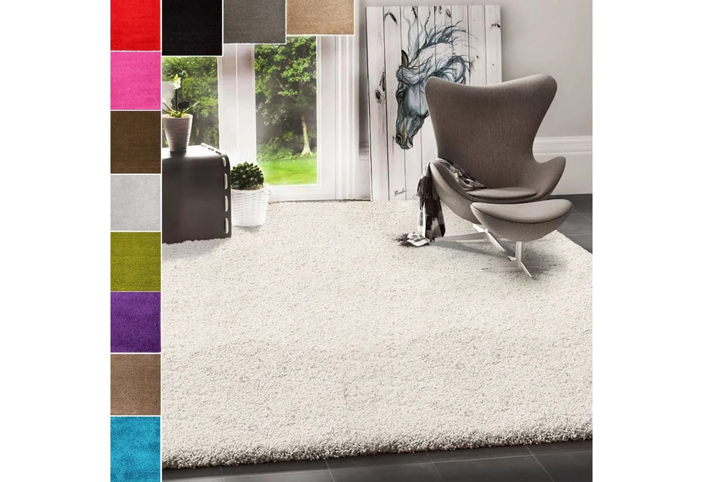 Vimoda Hochflor-Läufer Shaggy Schwarz Modern - Bild 5