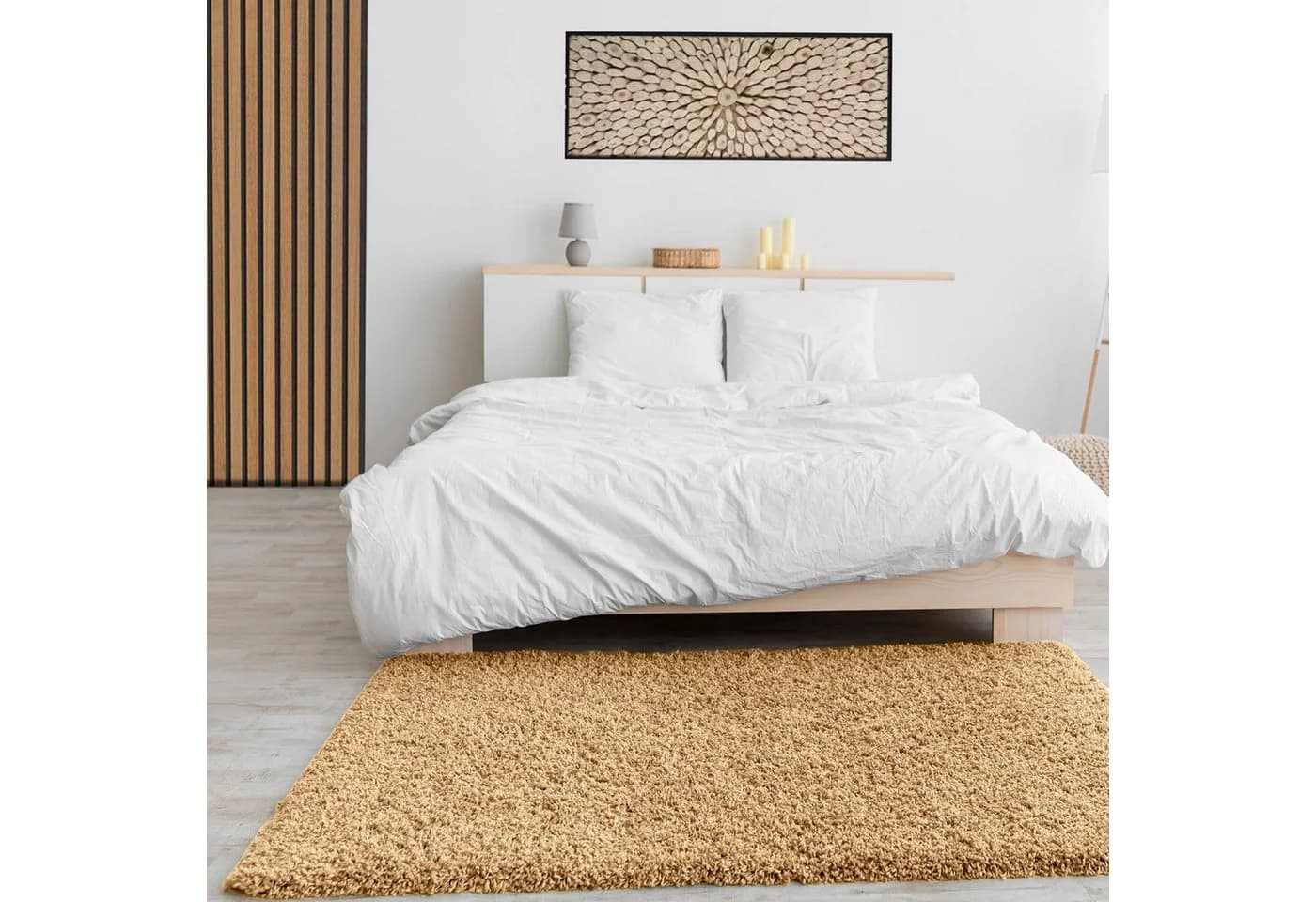 Vimoda Shaggy Teppich Beige Hochflor Modern