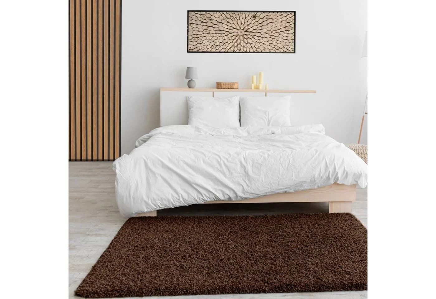 Vimoda Hochflor-Läufer Teppich Shaggy Braun Rechteckig