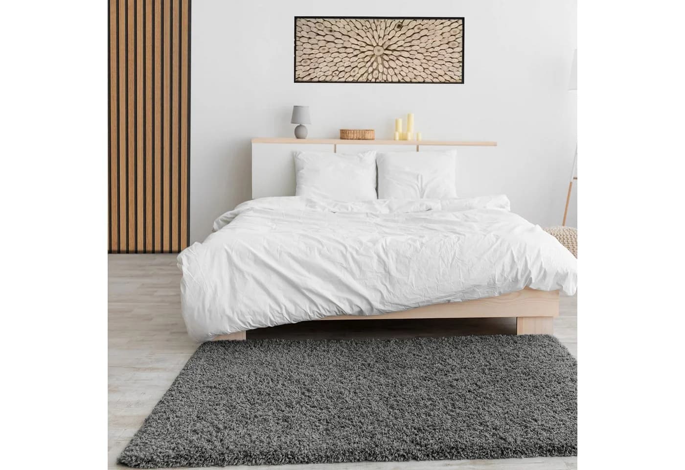Vimoda Shaggy Teppich Anthrazit Rund Hochflor Modern - Bild 3
