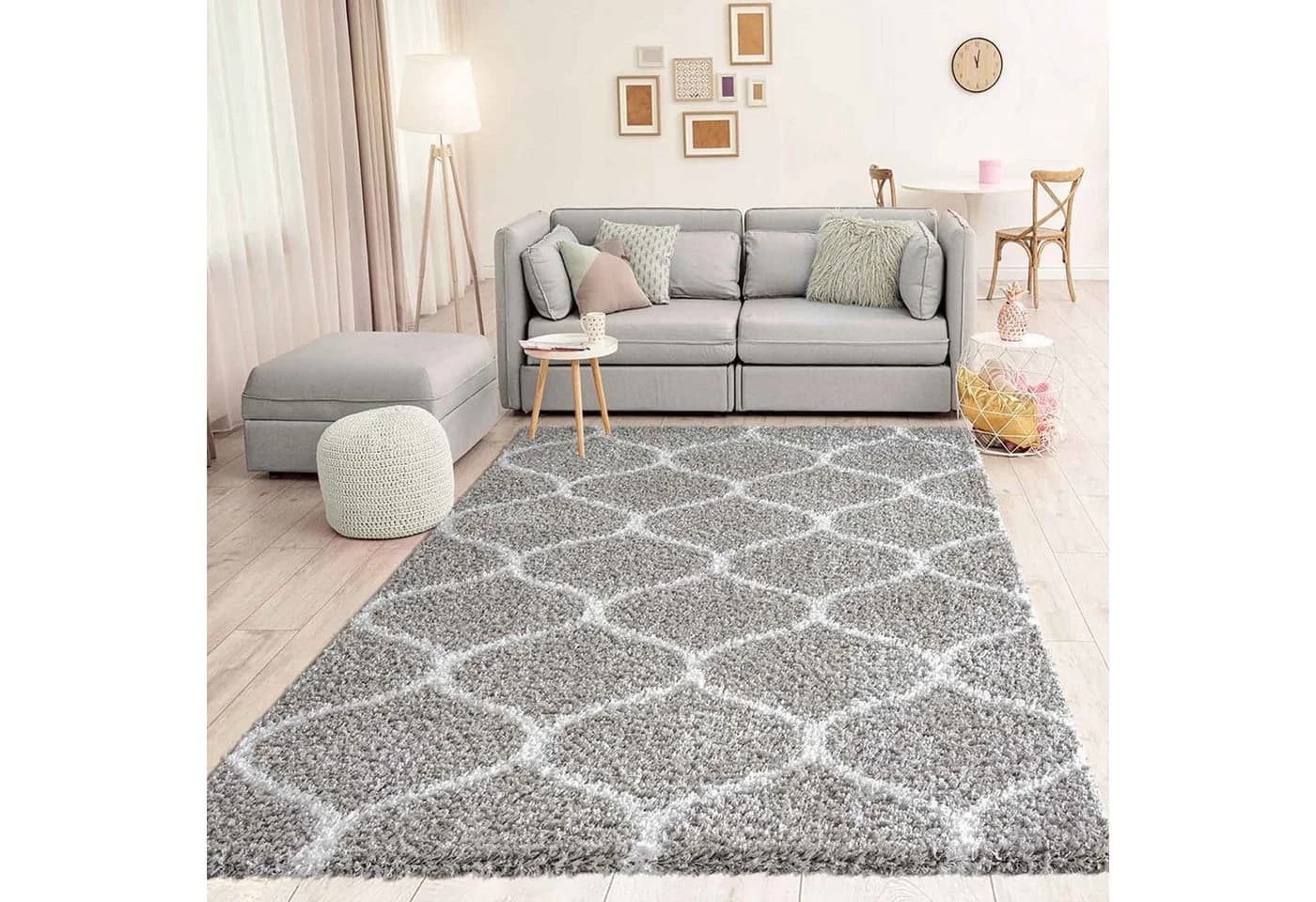 Vimoda Hochflor-Läufer Grau Modern Marokkanisch Raute Deko - Bild 3