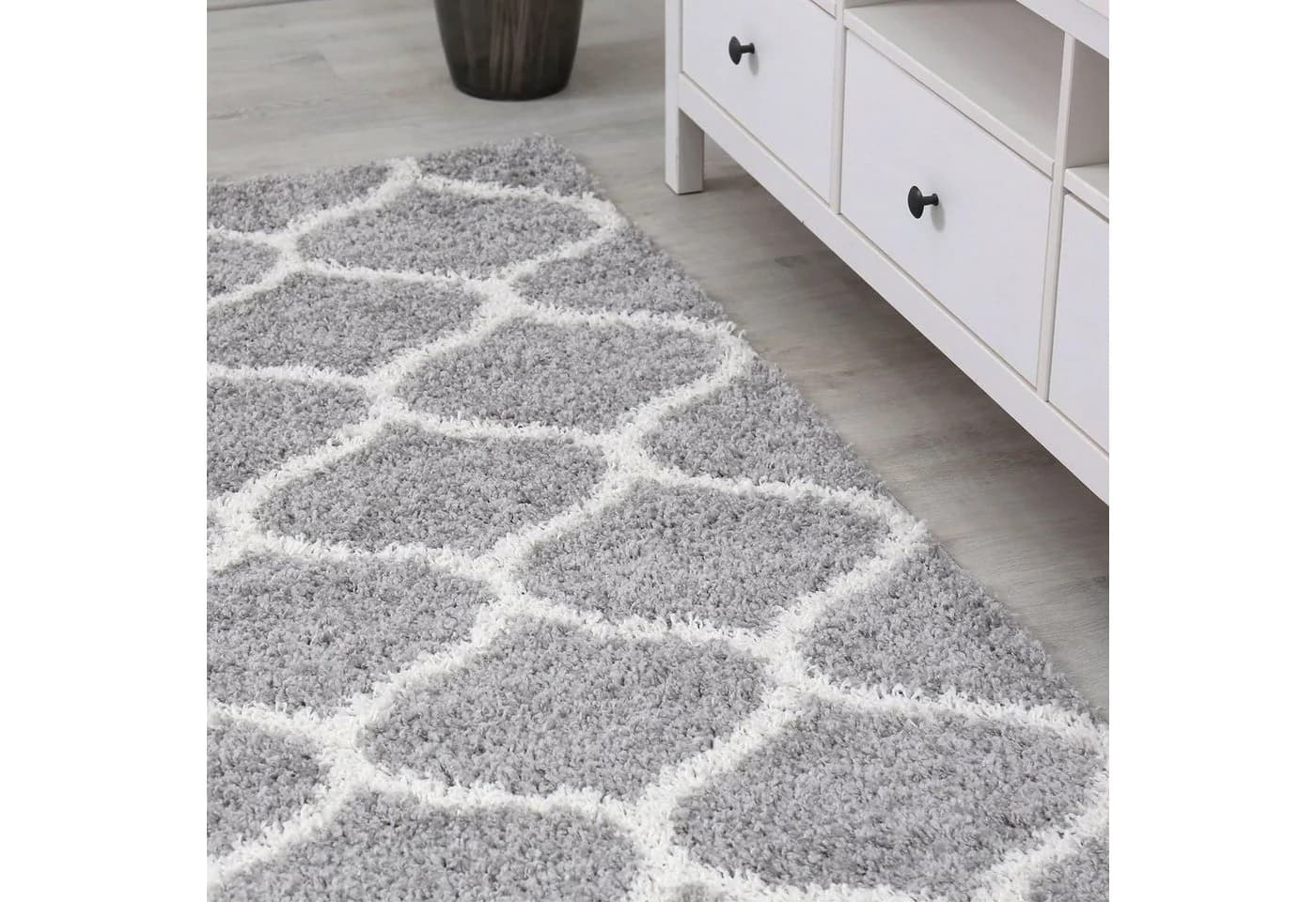 Vimoda Hochflor-Läufer Grau Modern Marokkanisch Raute Deko - Bild 5