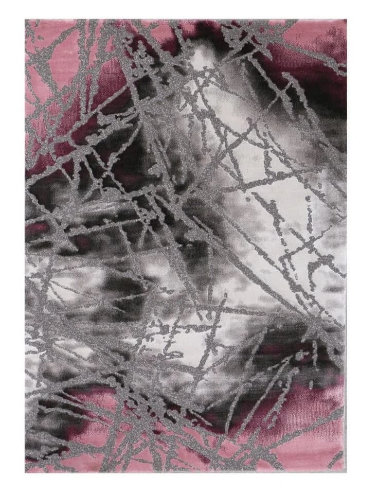 Vimoda Teppich Wohnzimmer Pink Grau Modern Kurzflor - Bild 2