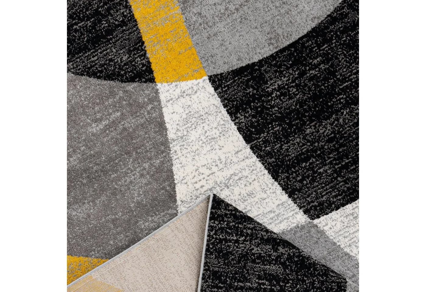 Vimoda Teppich Geometrische Kreismuster Rot Gelb Modern Kurzflor - Bild 3