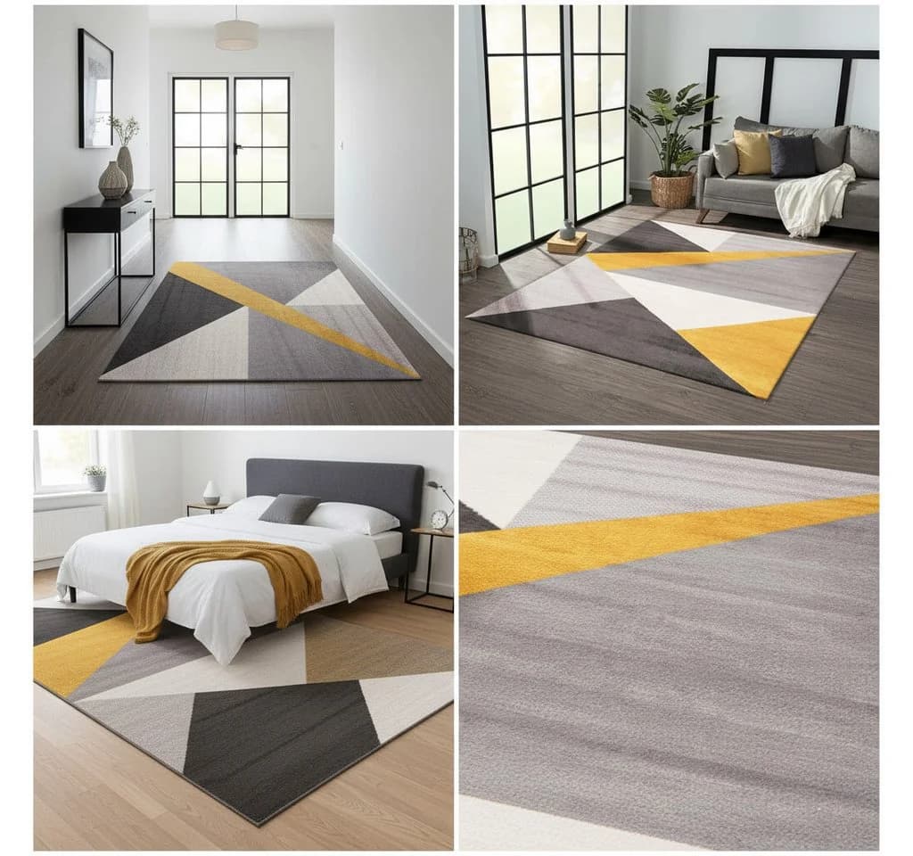 Vimoda Teppich Geometrisches Muster Gelb - Bild 2