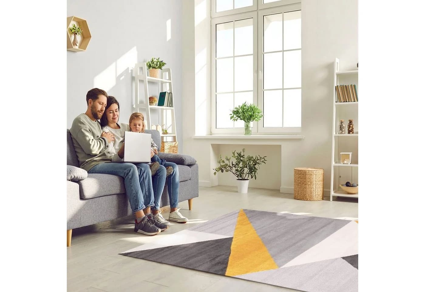 Vimoda Teppich Geometrisches Muster Gelb - Bild 3