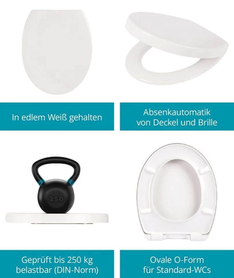 Calmwaters WC-Sitz Modern Soft Weiß Absenkautomatik Abnehmbar - Bild 5