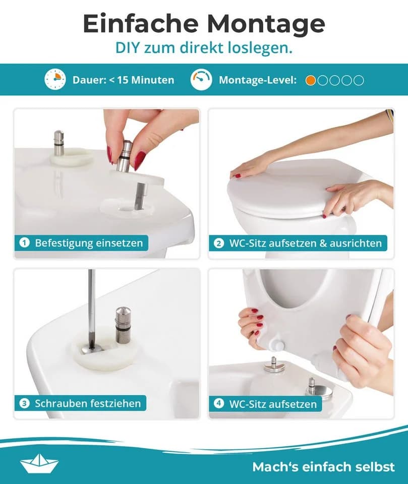 Calmwaters WC-Sitz mit Absenkautomatik Weiß Antibakteriell