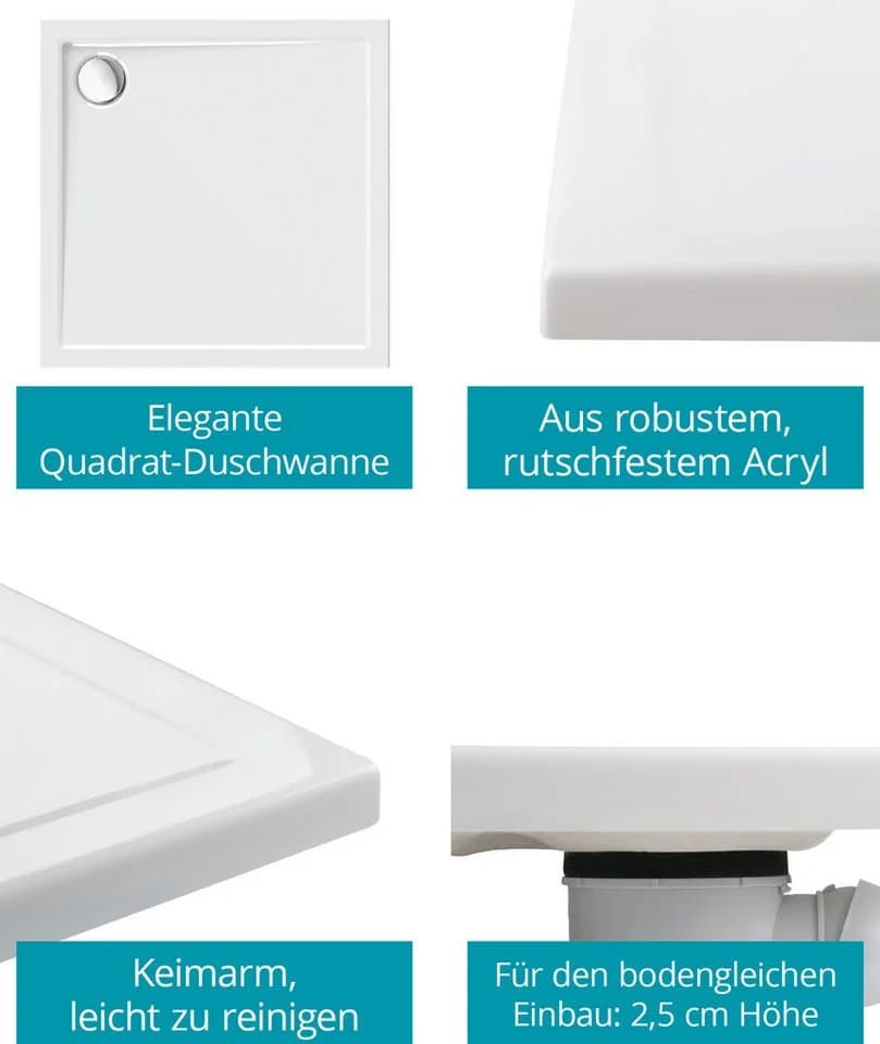Calmwaters Duschwanne Modern Select Weiß Acryl