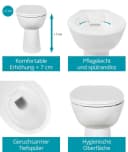 Calmwaters Tiefspül-WC Stand-WC spülrandlos mit Erhöhung, bodenstehend, Abgang Waagerecht, Set mit WC-Sitz, Weiß, +7 cm erhöht, Absenkautomatik, Abnehmbar, 07AB3134 Bild 1