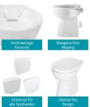 Calmwaters Tiefspül-WC Stand-WC spülrandlos mit Erhöhung, bodenstehend, Abgang Waagerecht, Set mit WC-Sitz, Weiß, +7 cm erhöht, Absenkautomatik, Abnehmbar, 07AB3134 Bild 3