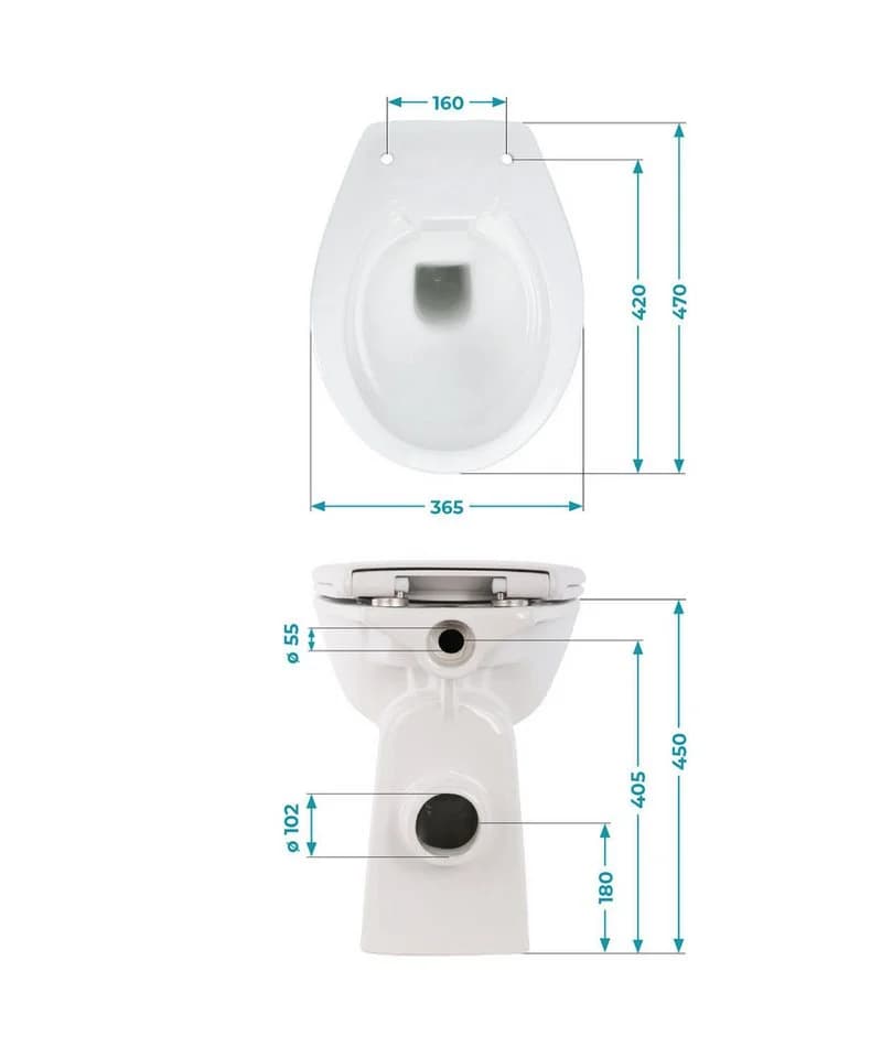 Calmwaters Tiefspül-WC Stand-WC spülrandlos mit Erhöhung, bodenstehend, Abgang Waagerecht, Set mit WC-Sitz, Weiß, +7 cm erhöht, Absenkautomatik, Abnehmbar, 07AB3134 - Bild 5