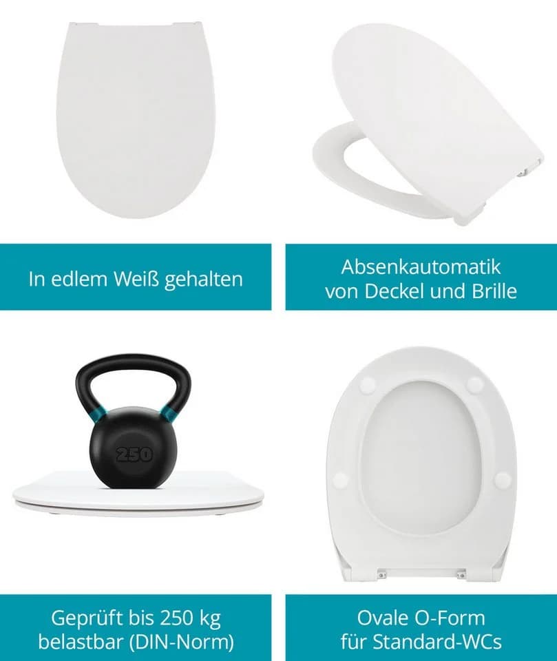 Calmwaters WC-Sitz Extra Flach Weiß mit Absenkautomatik - Bild 3