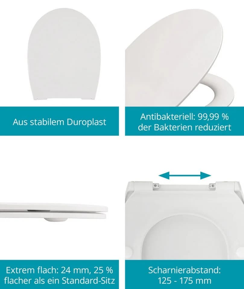 Calmwaters WC-Sitz Extra Flach Weiß mit Absenkautomatik - Bild 4