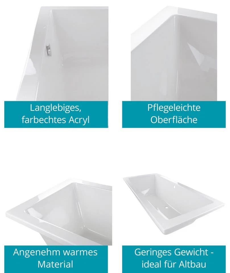 Calmwaters Badewanne Modern Select Duowanne Acryl Weiß Komplettset