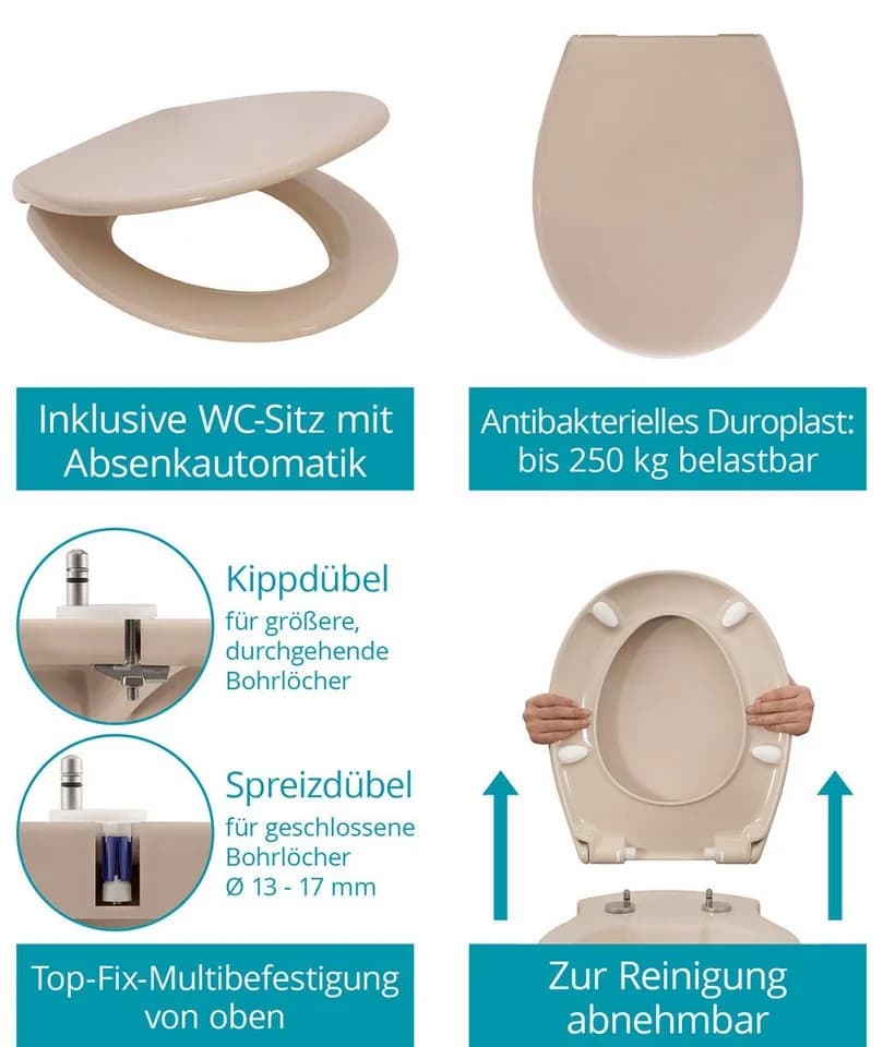 Calmwaters Stand-WC Set Spülrandlos Beige mit Absenkautomatik - Bild 3