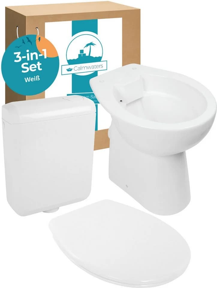 Calmwaters Tiefspül-WC Stand-WC Spülrandlos Weiß Erhöht - Bild 2